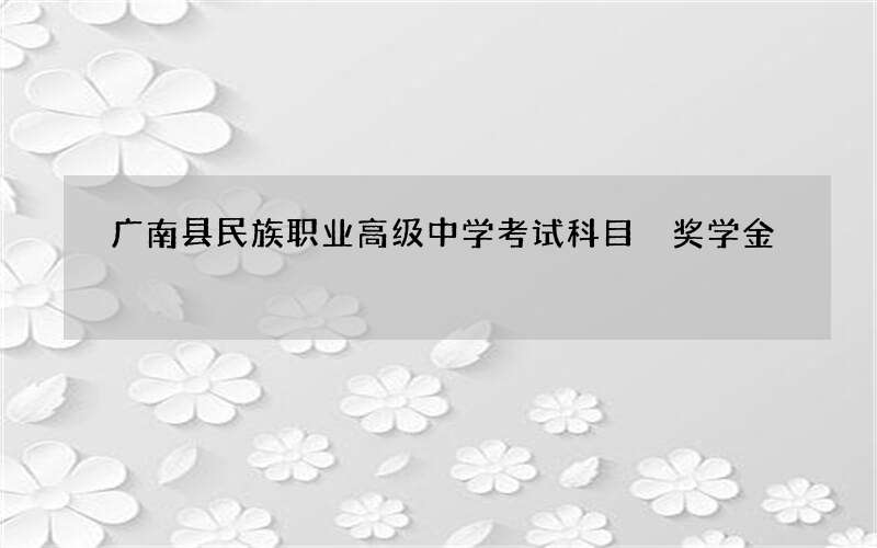 广南县民族职业高级中学考试科目 奖学金